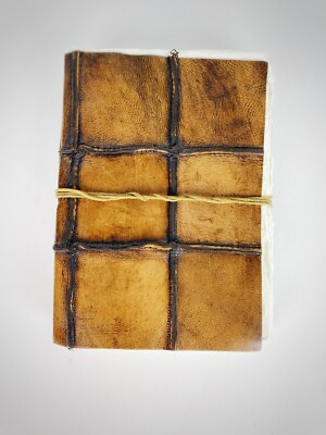 Handmade Leather Bound Journal, Notebook, Diary, Thick Torn Paper Quilted Bound-image