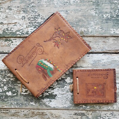 Boy Scout Photo Album Lot WW2 Era Air Scout Bear Island Canada 1945 Leatherbound-image