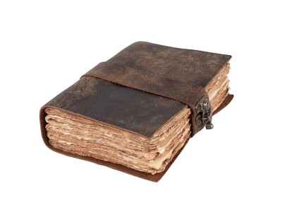 Vintage Leather Bound Journal Notebook Handmade Antique Deckle Edge Papers-image