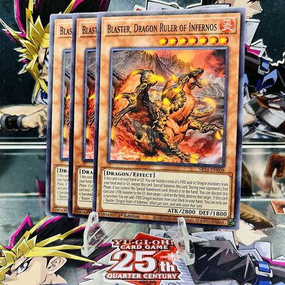 3x Yugioh Playset Blaster, Dragon Ruler of Infernos SR14-EN008 Common Near Mint-image