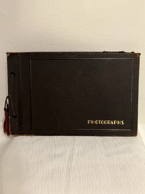 Leather Vintage Photo Album Bound Made In USA Brown XL “Photographs”-image