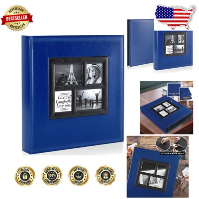 Extra Large Capacity 1000 Pocket Photo Album - Wedding Keepsake in Blue-image