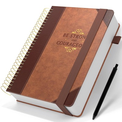 Spiral Journal Large Leather Notebook 300 Pages Hardcover Spiral Bound Journa...-image