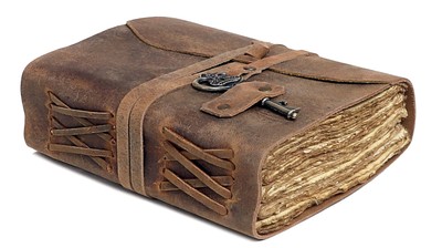 Vintage Leather Journal - Antique Handmade Leather Bound journal with deckle ...-image