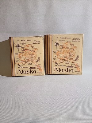 A.C.E. Alaska Photo Album Embossed Map Faux Leather 200 4x6 each (Set Of 2)-image