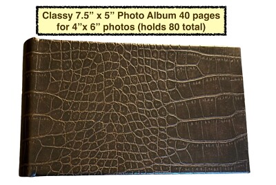 Classy Embossed Croc Faux Leather Photo Album Brag Book Holds 80 4x6 Photos-image