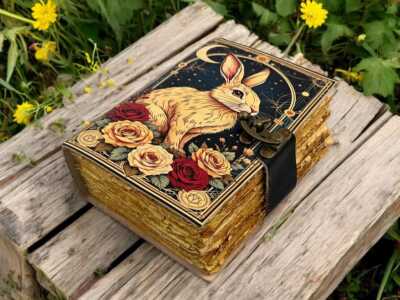 Genuine Leather bunny rabbit Journal leather bound journal for men & women-image