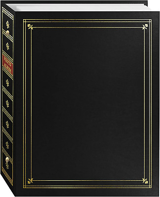 Pioneer Photo Albums 3-Ring Bound Black Leatherette Cover with Gold Accents Phot-image
