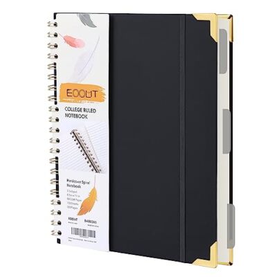  Spiral Notebook 8.5 x 11 Hardcover Notebook for Work, 300 Pages Leather Black-image