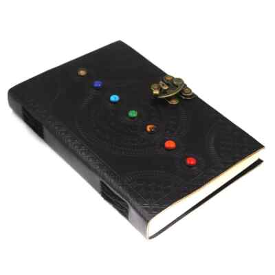 Vintage leather Bound Journal Antique Handmade Notebook/Diary/Sketchbook 7Chakra-image