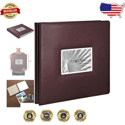 Customizable 12x12 Photo Album - Burgundy Leather with Archival Quality Pages-image