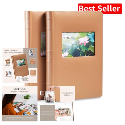 Archival Quality Caramel Photo Albums - 2-Pack for Elegant Memory Keeping-image