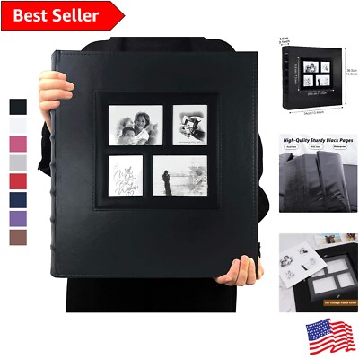 Deluxe 4x6 Leather Photo Album - 600 Pockets for Vertical and Horizontal Photos-image