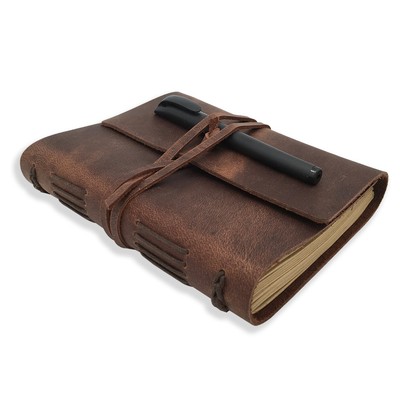 Writing Notebook  Genuine Leather Bound Daily Notepad for Men Women Lined Pape-image
