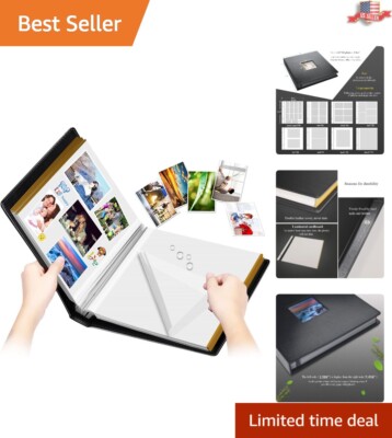 High-Quality Self-Adhesive Photo Album - 100 Pages - Black - Gift Option-image