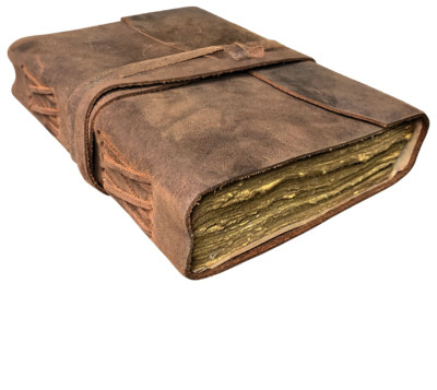 Leather Bound Journal - Handcrafted with Handmade Antique Deckle Edge Paper.-image