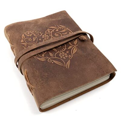 Handmade Vintage Leather Journal for Women, Unlined Travel Sketchbook -image
