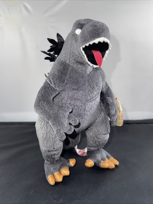 2001 TY 8” GODZILLA Beanie Baby WHITE EYES Plush Doll Stuffed Toy WITH TAG-image