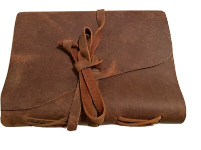Vintage handmade deckle edge paper leather bound journal -image