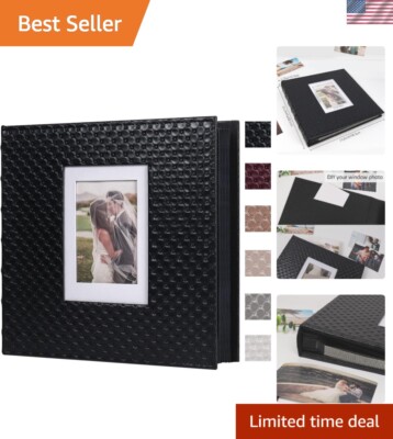 Versatile Photo Album - Self-Adhesive, 30 Pages for 4x6 to 8x10 Photos - Black-image