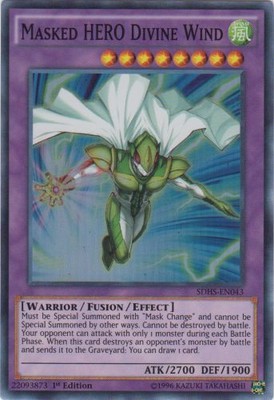 Masked HERO Divine Wind - SDHS-EN043 - Super Rare - 1st Edition - Lightly Played-image