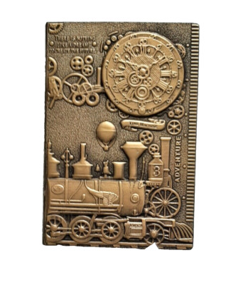 Vintage Steampunk Train Clock PU Leather Hard Cover Journal - Bronze-image