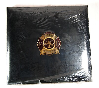 Leather Firefighter Post Bound Leather Scrapbook Album with Diecast Medallion-image