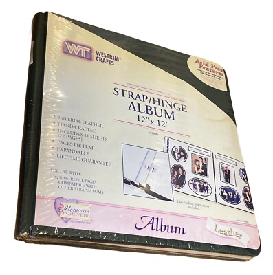 Westrim Crafts Strap Hinge Album 12x12 Leather Hinter Green with Pages-image