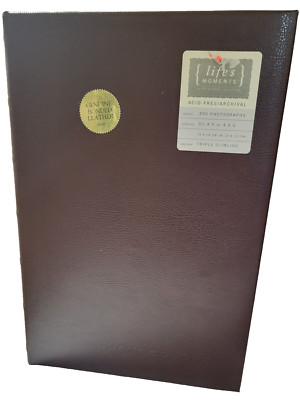 New Simply Life Brown Genuine Bonded Leather Photo Album 300 Photos Acid-Free-image