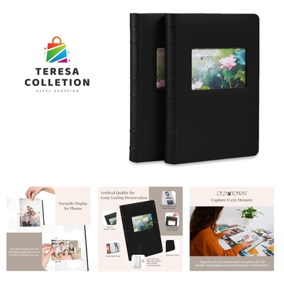 2-Pack Bonded Leather Photo Albums, Photo Album 5x7 & 4x6 Slots, Black-image