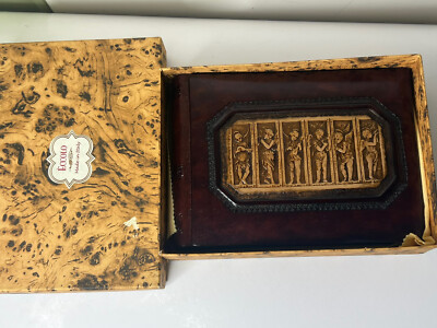 Eccolo Wedding Guest Book Event Hand Made In Italy Leather Bound Angels W/ Harps-image