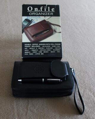 On.file Organizer Planner in Black w/Double Zippered Sections, etc. Never Used!-image