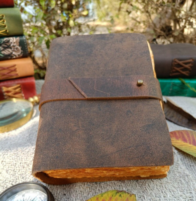 Leather Journal for Women Handmade Leather bound Writing Notebook Deckle Edge-image