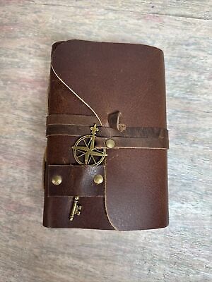 Vintage Looking Small Leather  Handmade Leather Bound Journal 6”x4”x2”-image