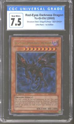 Yu-Gi-Oh Roar Deck 1st Edition Red-Eyes Darkness Dragon SD1-EN001 CGC 7.5 YuGiOh-image