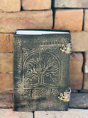 7X10 Tree of Life Brown Leather Journal With Two Clasps 600 Page Handmade Paper-image
