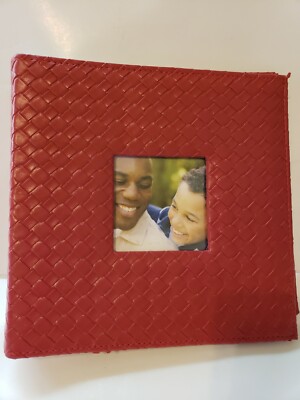 Photo Album Red Leatherette Weave 9
