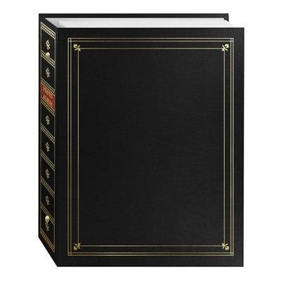 3-Ring Bound Black Leatherette Cover with Gold Accents Photo Album for 4 by 7...-image