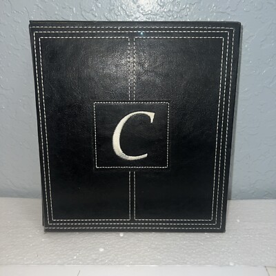 Black Faux Leather Photo Album w/ Letter “C” Embroidered Holds 160 4x6 Photos-image