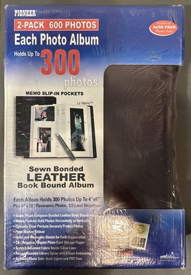 New/Sealed 2-Pack Photo Albums Sewn Bonded Leather Album Holds Up To 600 Photos-image