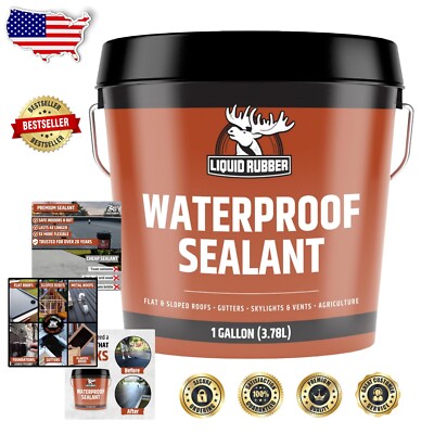 Flexible Waterproof Sealant - 1 Gallon Black for All Surfaces, Easy to Apply-image