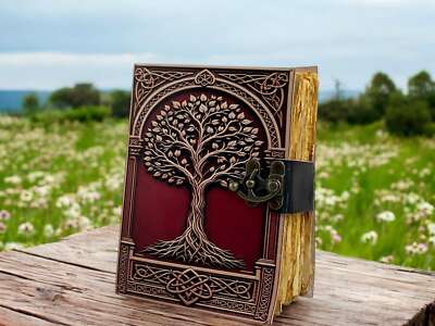 Handmade vintage notebook zauberbuch leather bound journal for travel & writing-image