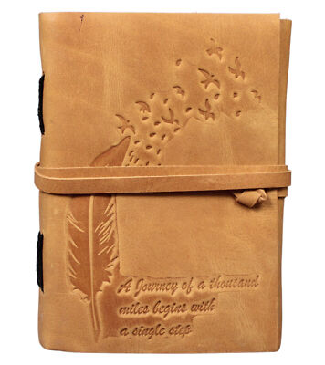 Leaf & Birds Embossed Leather Diary Handmade Vintage Journal Plan Travel Book-image