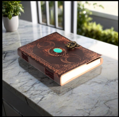 Red Swastik Vintage Leather Blank Diary Handcrafted Bound Antique Paper TK11-image