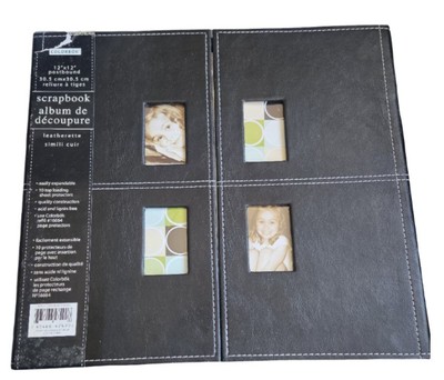 Colorbök Leatherette Scrapbook Album–12x12 Blk–4 Windows Expandable Gatefold NEW-image