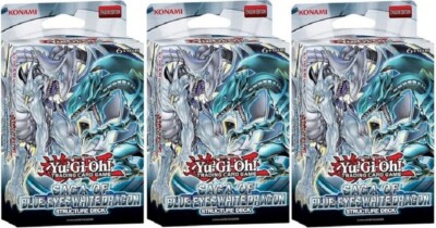 YuGiOh x3 Structure Deck: Saga of Blue-Eyes White Dragon Unlimited NEW Set-image
