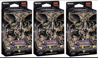 3x YUGIOH DARK WORLD STRUCTURE DECK (FACTORY SEALED) NEW-image
