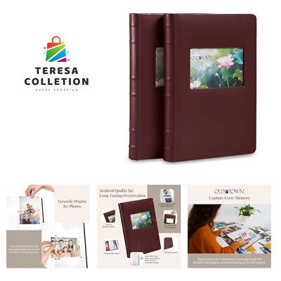 2-Pack Bonded Leather Photo Albums, Multi Size Photo Album 5x7 & 4x6 Slots, A...-image