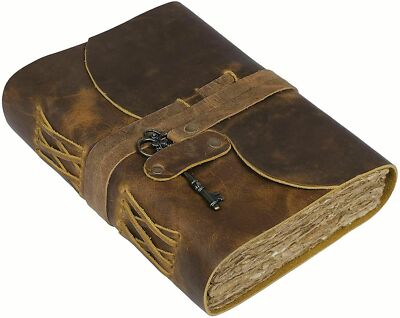 Leather bound Journal Vintage Genuine Leather Journal Handmade Deckle Edge Paper-image