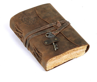 C Compass Vintage Leather Journal - Antique Handmade Leather Bound Journal with -image